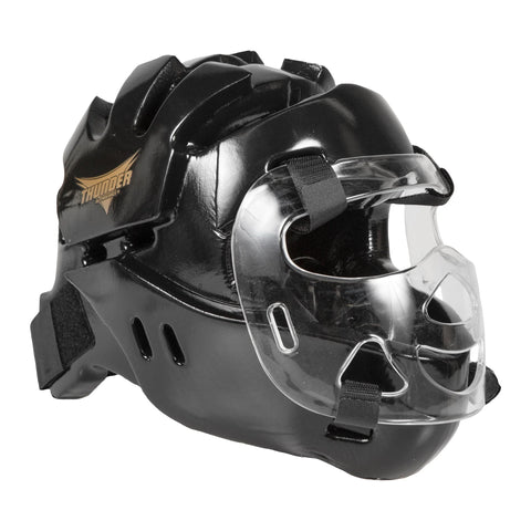 ProForce Karate Head Gear Taekwondo Sparring Head Guard w/ Face Shield - Black