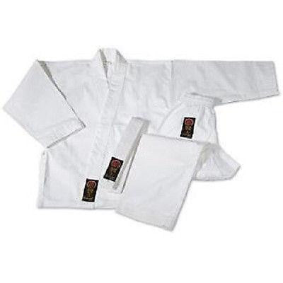 ProForce Gladiator Karate Uniform Gi w/ White Belt Adult Child - White - Sedroc Sports