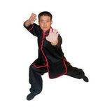 Kung Fu Gi Top Uniform Shirt Youth Adult Size White Black with Green or Red Trim - Sedroc Sports
