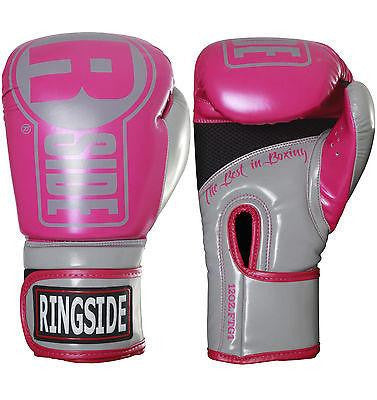 Ringside Apex Womans Boxing Gloves Kickboxing Fitness Bag Gloves - Pink/Grey - Sedroc Sports