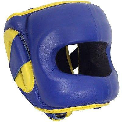 Ringside Deluxe Face Saver Boxing Headgear - Blue / Yellow - Sedroc Sports