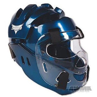 ProForce Karate Head Gear Taekwondo Sparring Head Guard w/ Face Shield - Blue - Sedroc Sports