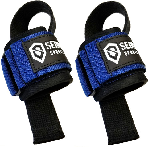 Sedroc Weight Lifting Bar Straps With Wrist Support Wraps (Pair) - Blue - Sedroc Sports
