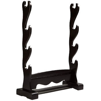 Black 4 Sword Stand Mantle Shelf Free Standing Display for Katana Samurai Bokken - Sedroc Sports