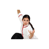 Kung Fu Gi Top Uniform Shirt Youth Adult Size White Black with Green or Red Trim - Sedroc Sports