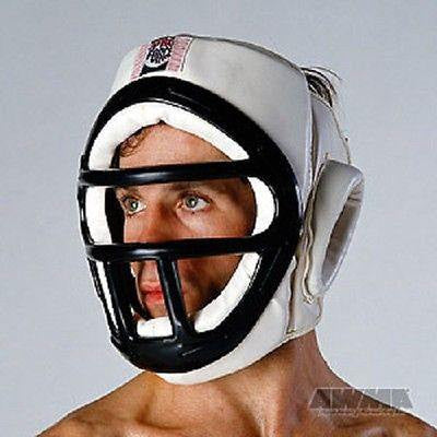 ProForce Karate Headguard w/ Face Cage Sparring Shield  - White - Sedroc Sports