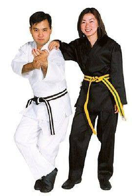 Medium Weight Student Karate Uniform Gi w/ White Belt Child Adult Size Black TKD - Sedroc Sports