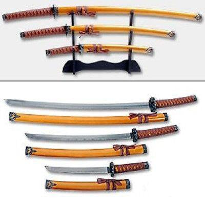 The Last Samurai Sword Set Stand with Katana Wakizashi and