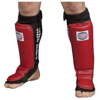 Combat Sports MMA Training Sparring Shin Guards - Red - Sedroc Sports