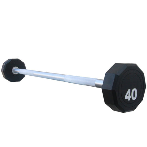 Fitness Weighted Straight Barbell 10-Sided Fixed Urethane Encased Home Gym Bar - Sedroc Sports