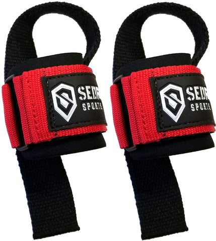 Sedroc Weight Lifting Bar Straps With Wrist Support Wraps (Pair) - Red - Sedroc Sports